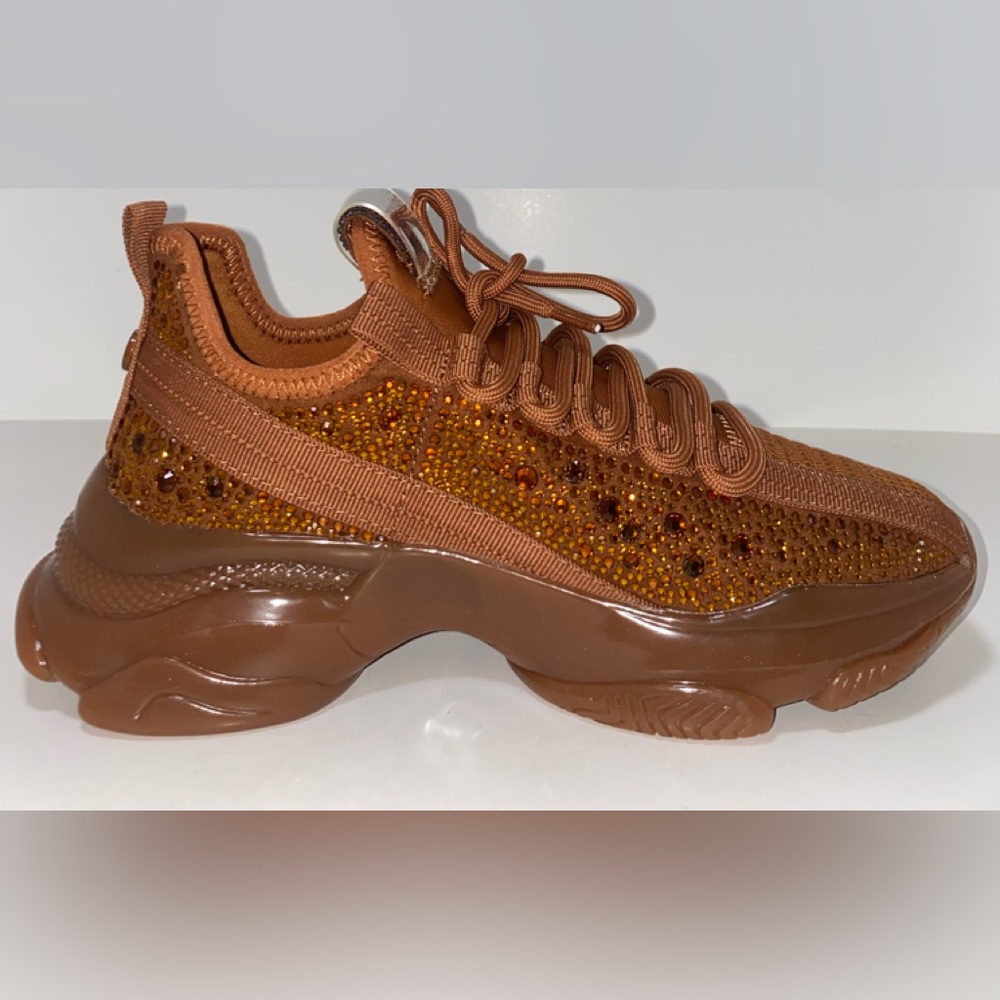 NWT. Steve Madden Maxima Lace Up Sneakers Chunky Platform Brown Multi 6.5M - Picture 2 of 10